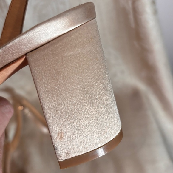 BADGLEY MISCHKA Sz 8 Clara Embellished Pearls Block Heel Ankle Straps Sandals - Picture 10 of 16